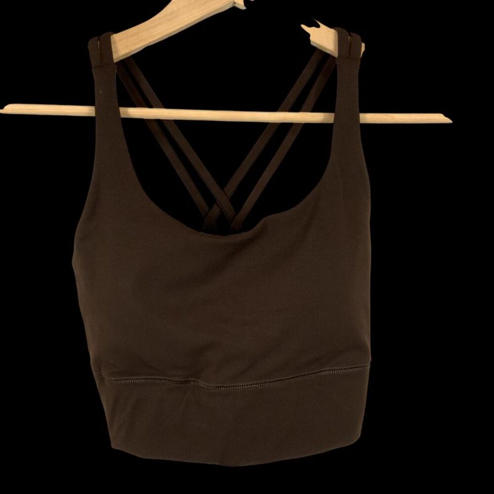 Quince Women Power-Up Strappy Sports Bra Brown Sleeved Top M
